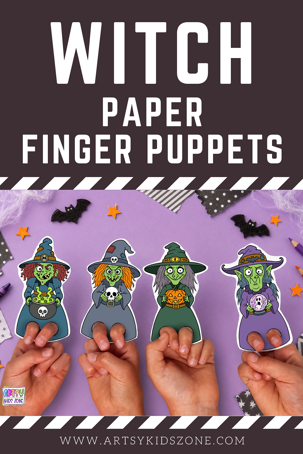 Spooky Witch Finger Puppets for Kids.