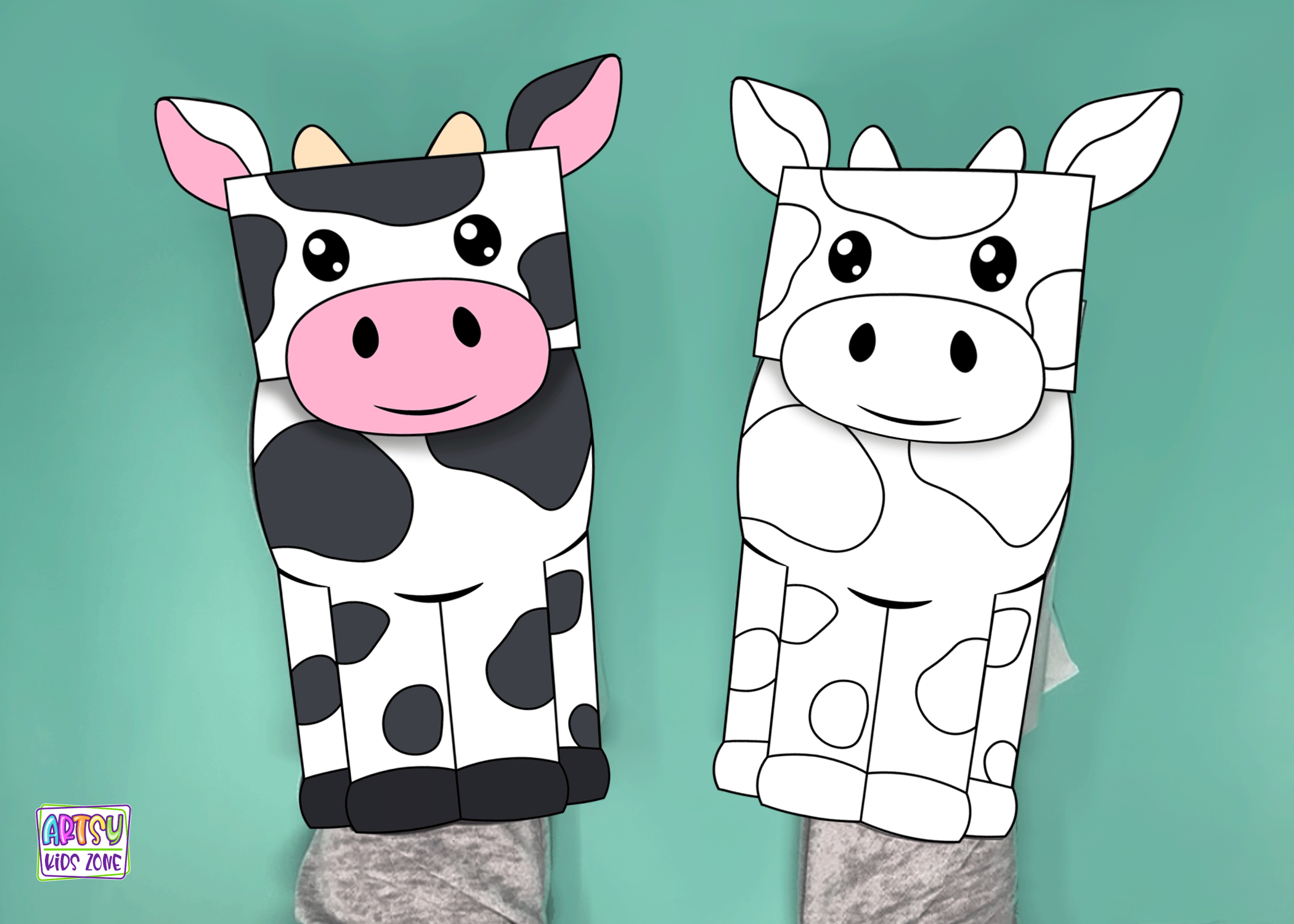 Cow Paper Bag Puppet
