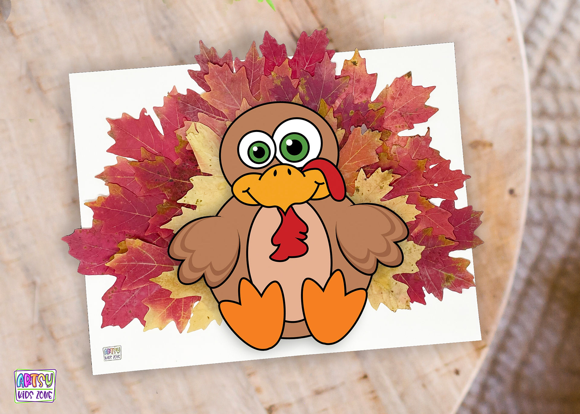 Fall Leaf Turkey craft for kids.