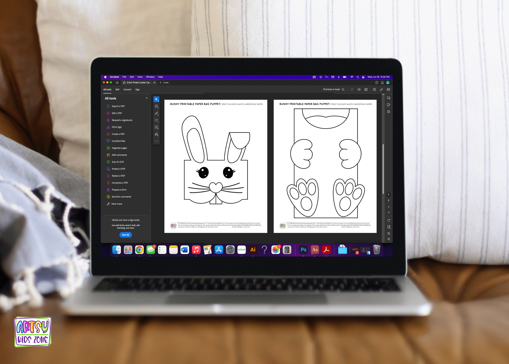Printable Paper Bag Bunny Puppets