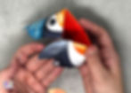 Example of how to glue the fin to the cootie catcher.
