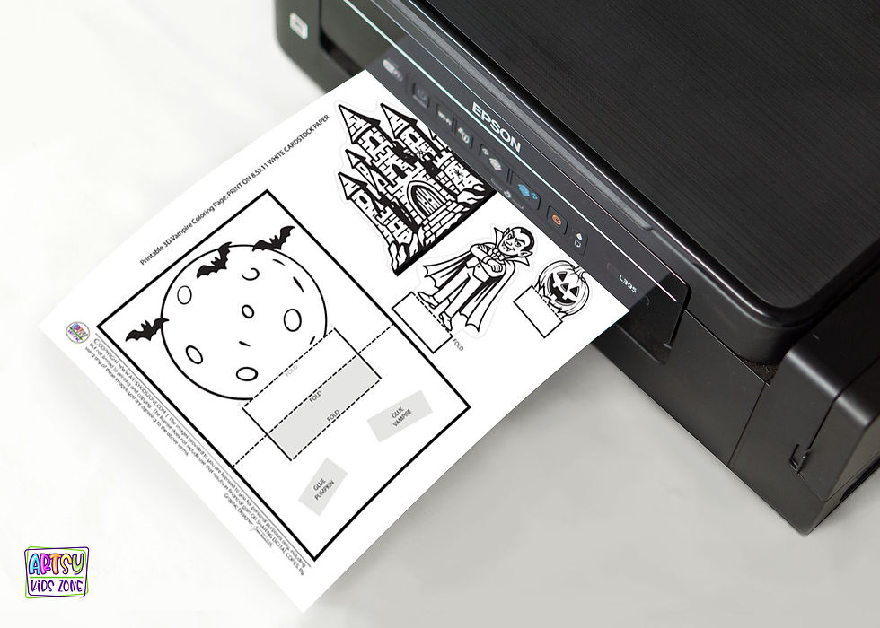 Printing template on 8.5x11 white cardstock paper.