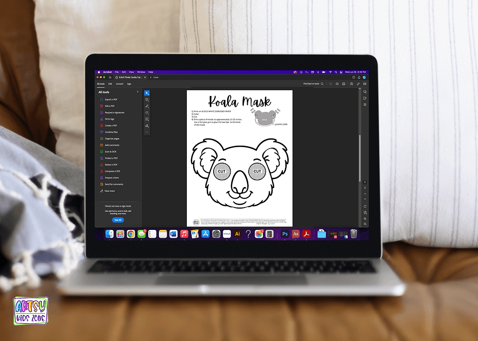 Downloading Koala Paper Mask template.