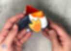 Example of how to glue the foot to the cootie catcher.