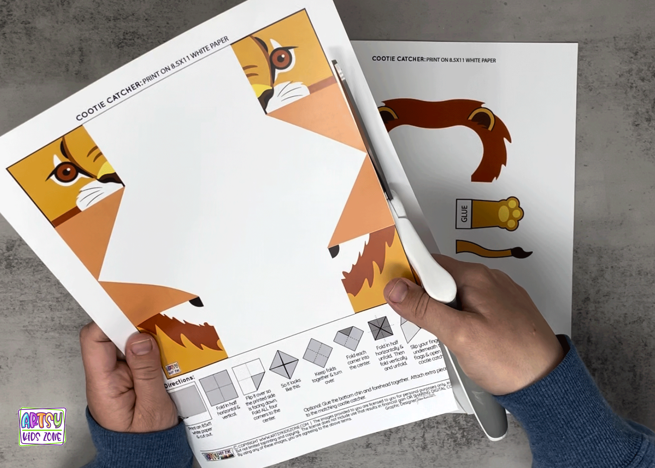 Origami Lion Cootie Catcher Template