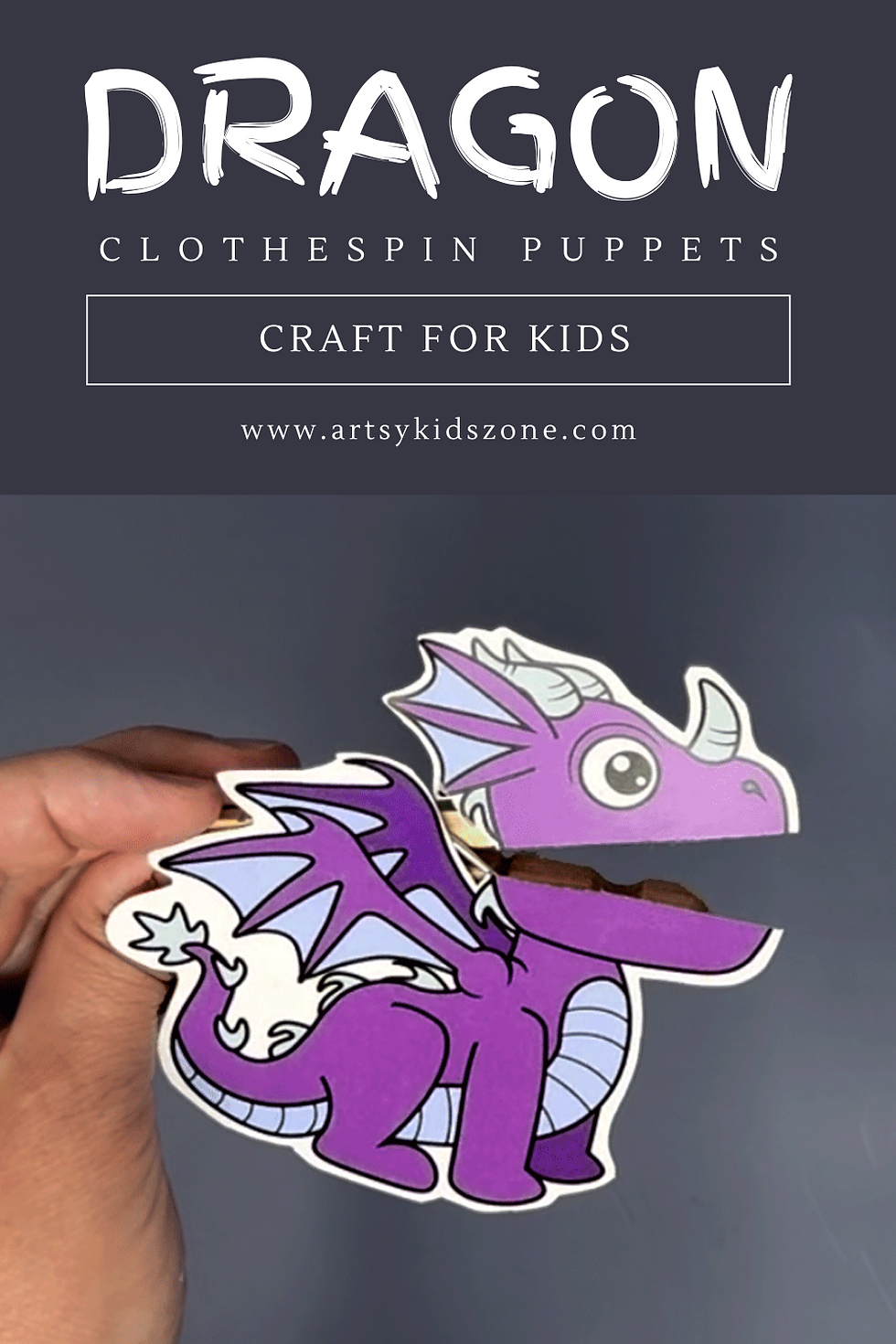 Example of Completed Dragon Clothespin Puppet.
