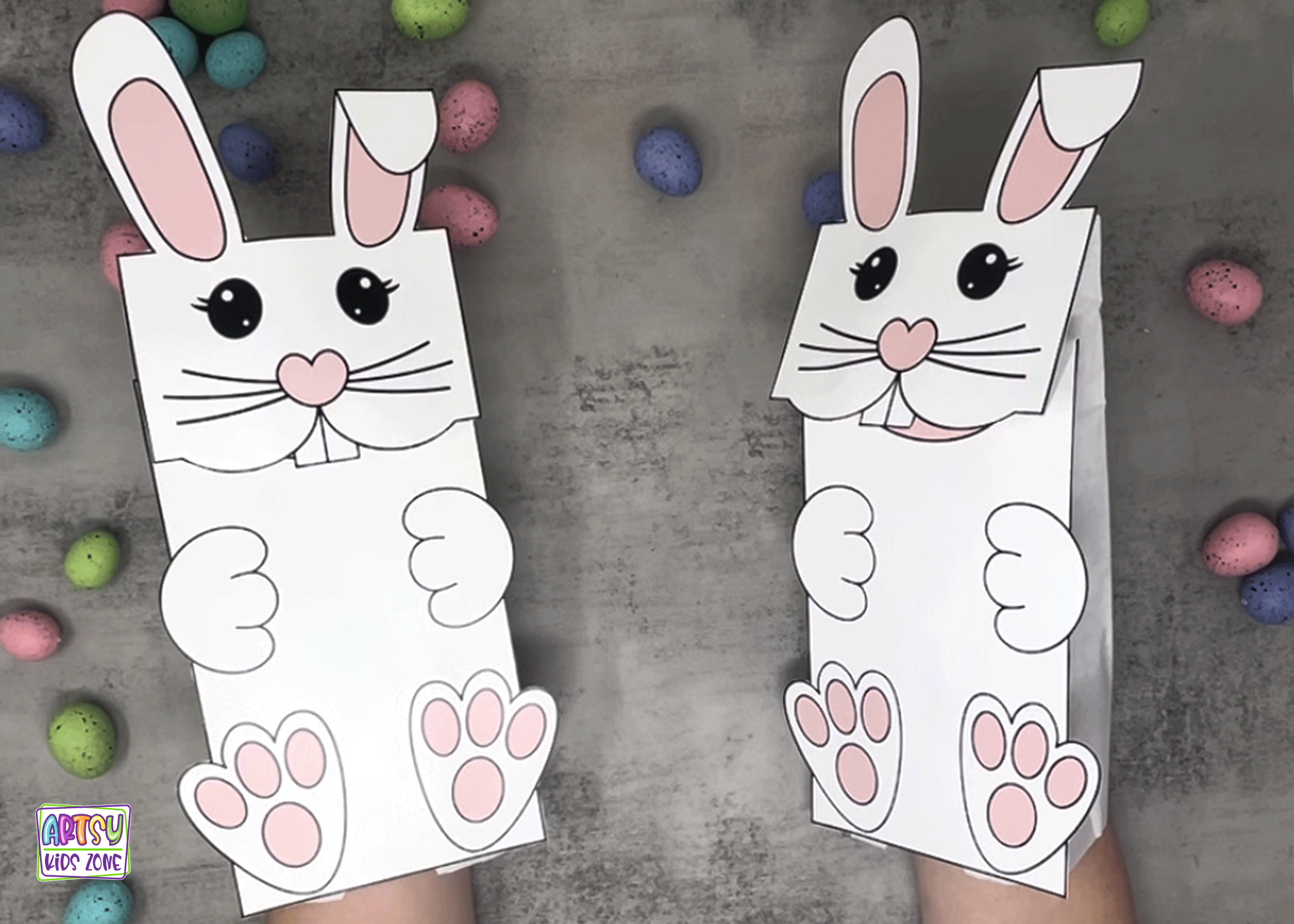 Easter Bunny Paper Bag Puppets.