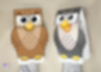 Example of two different owl paper bag puppets.