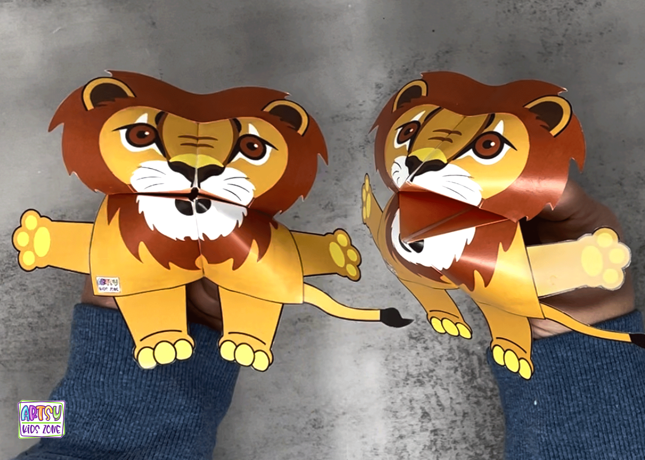 Lion cootie catcher template craft for kids.