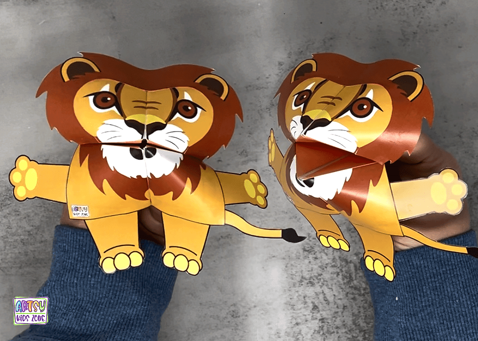 Printable Origami Lion Cootie Catcher Template – Full Color DIY Animal Craft