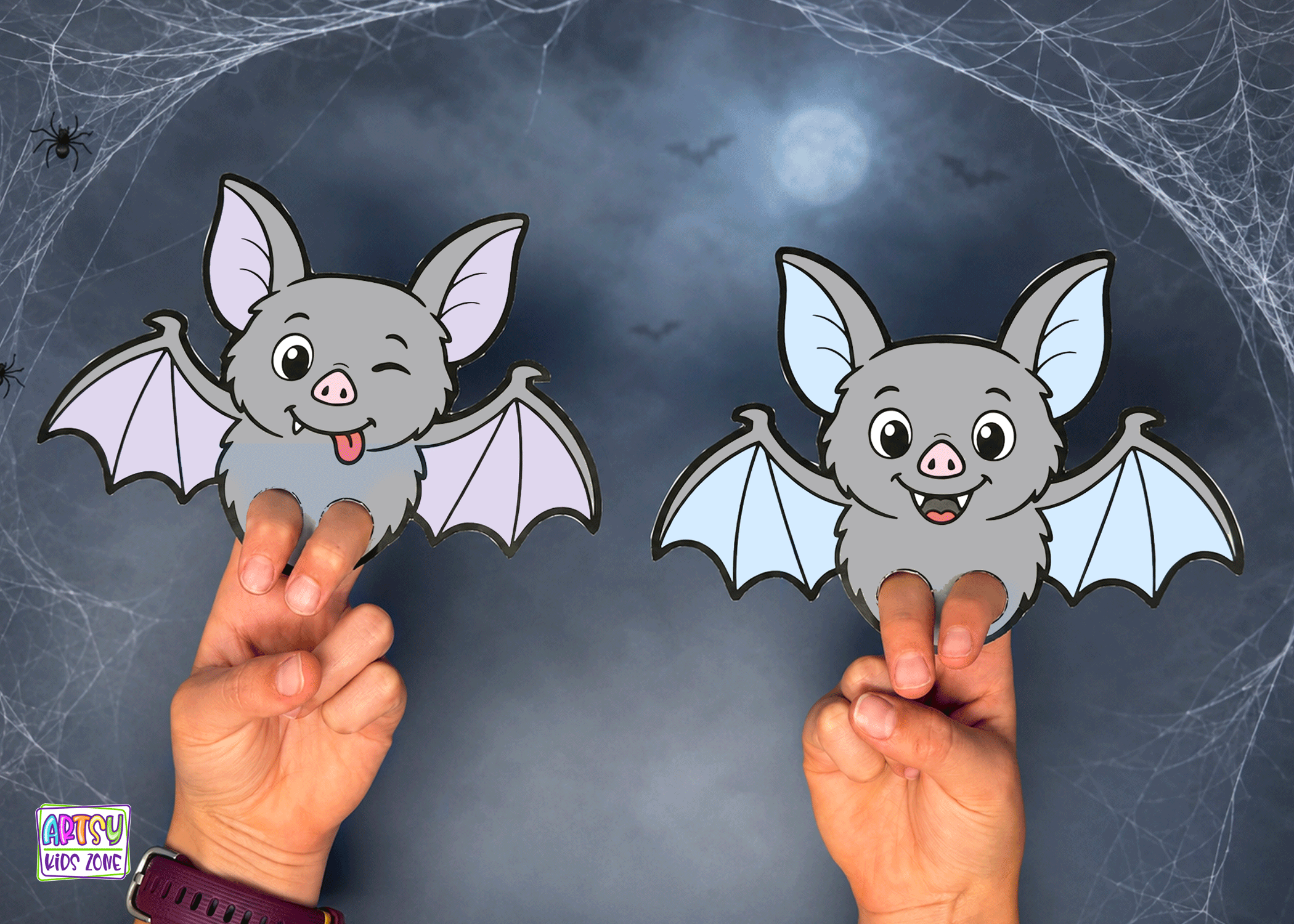 Bat Finger Puppets craft for kids.