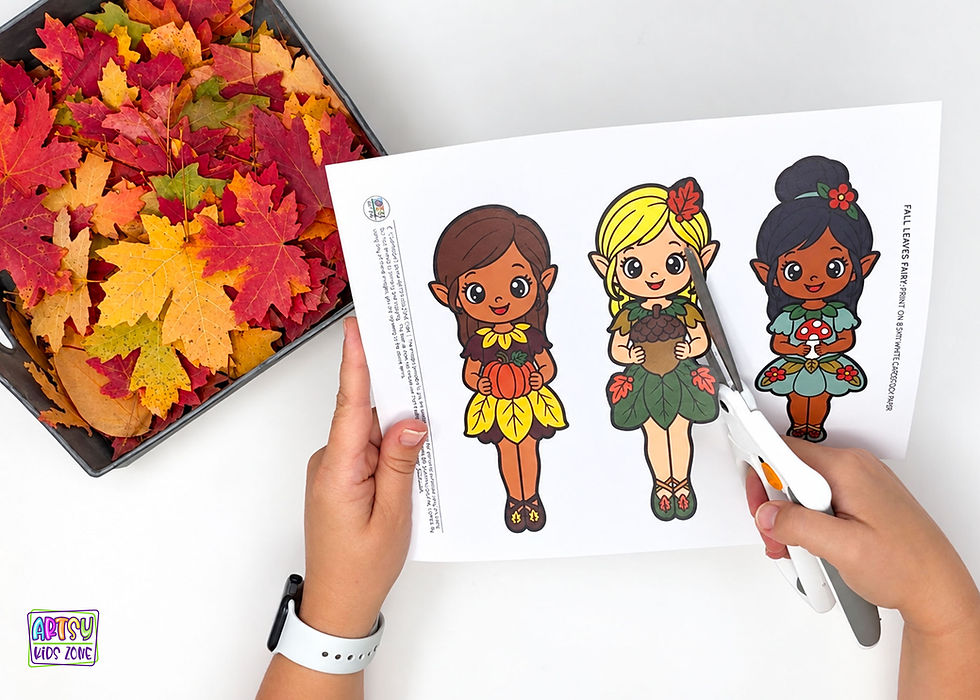 Cutting out the fairy template.