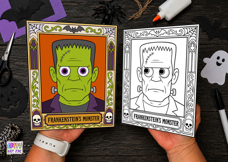 Frankenstein Moving Eyes craft for kids.