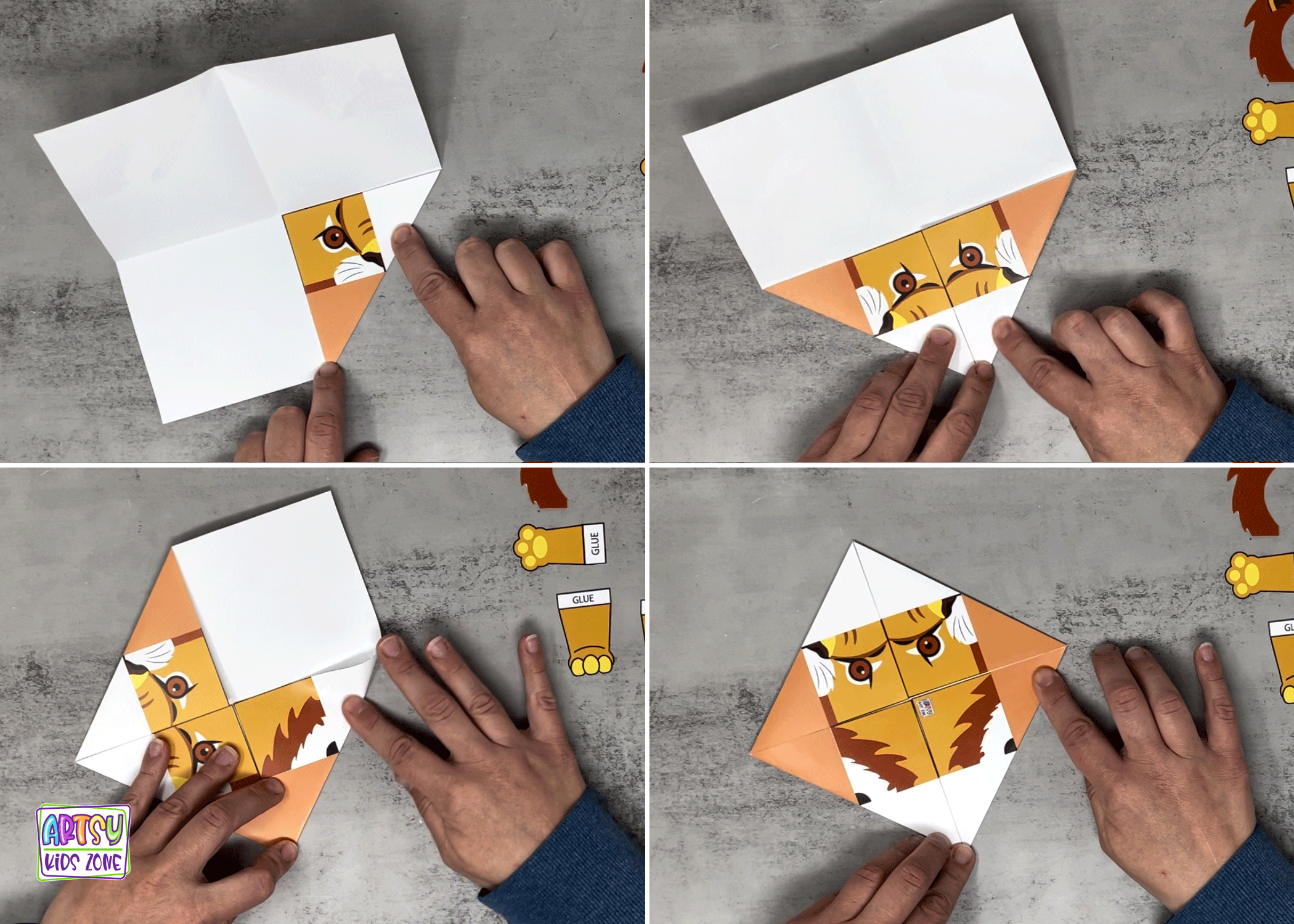 Origami Lion Cootie Catcher Template