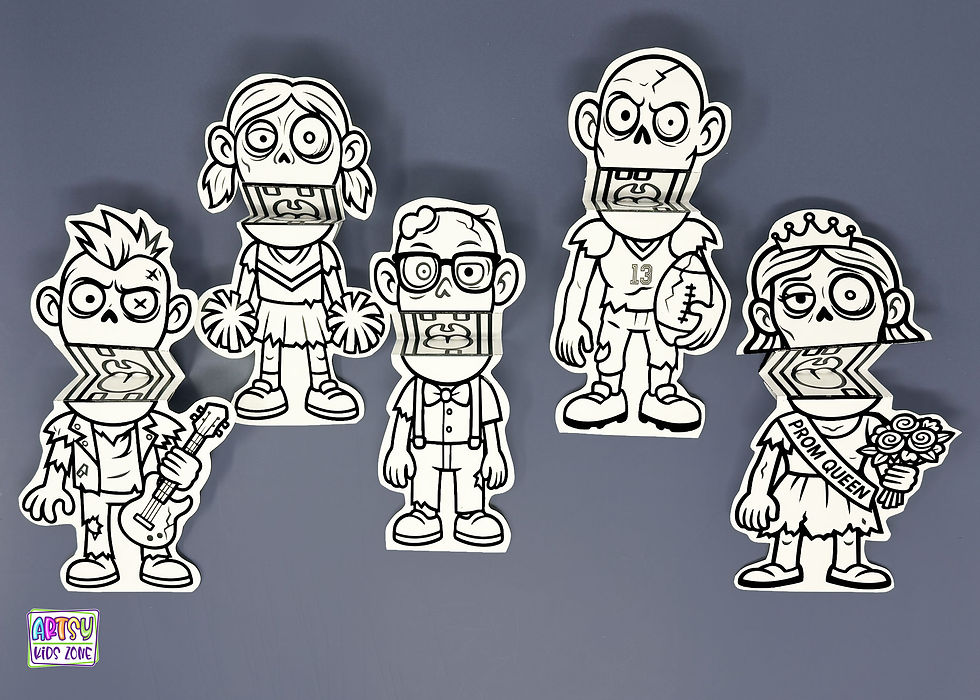 Printable Zombie Finger Puppets for Kids – Black & White DIY Halloween Craft