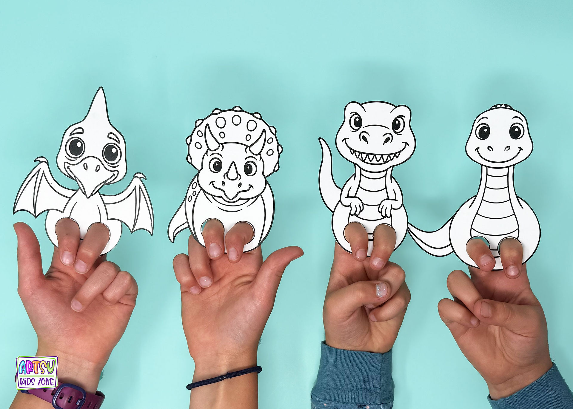 Dinosaur finger puppets.