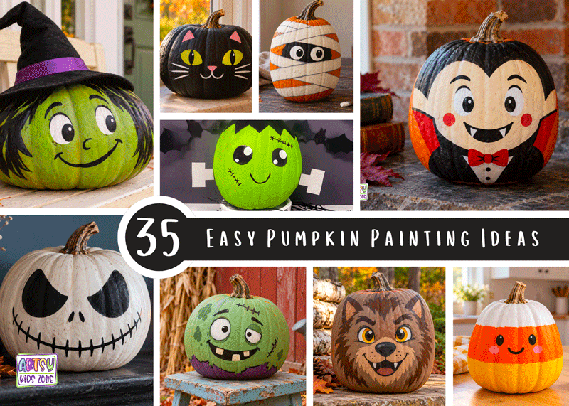 Easy Pumpkin Painting Ideas for Kids.