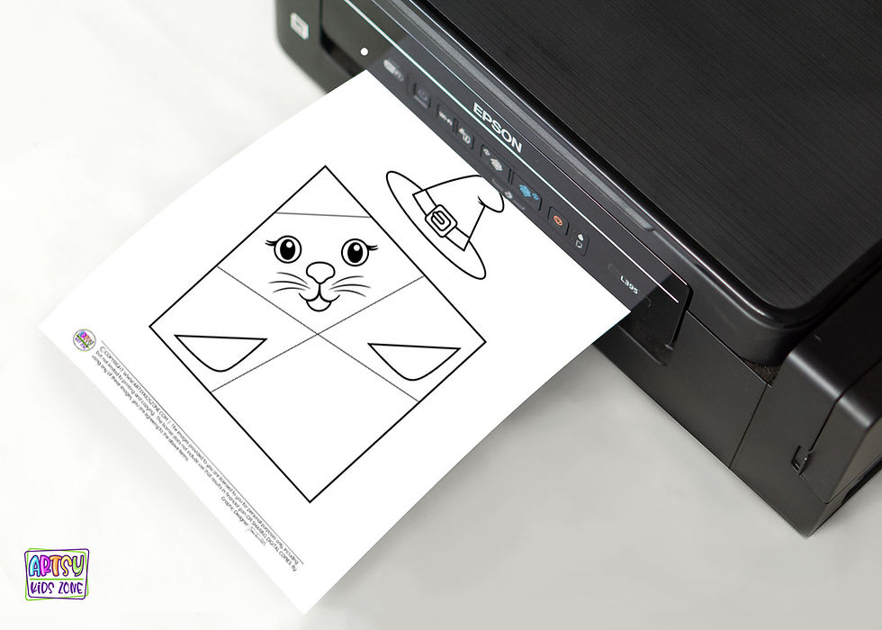 Printing Witch Origami Cat template.