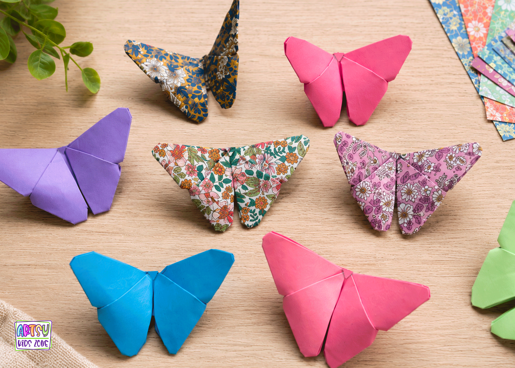 Fold origami butterflies.