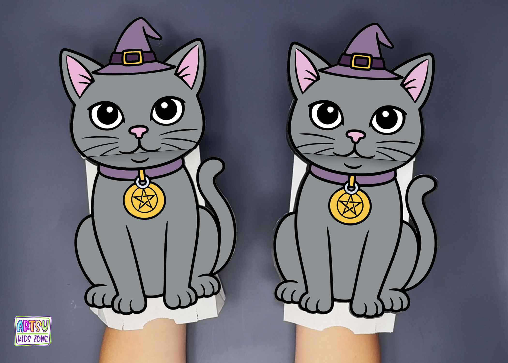 Printable Black Cat Witch Paper Bag Puppet Craft for Kids – Full Color