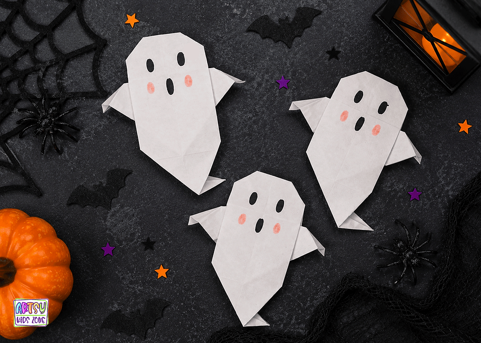 Ghost origami instructions for kids.