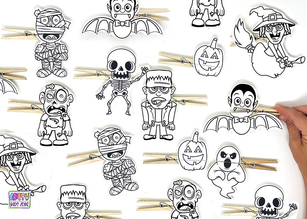 Halloween Clothespin Puppets.