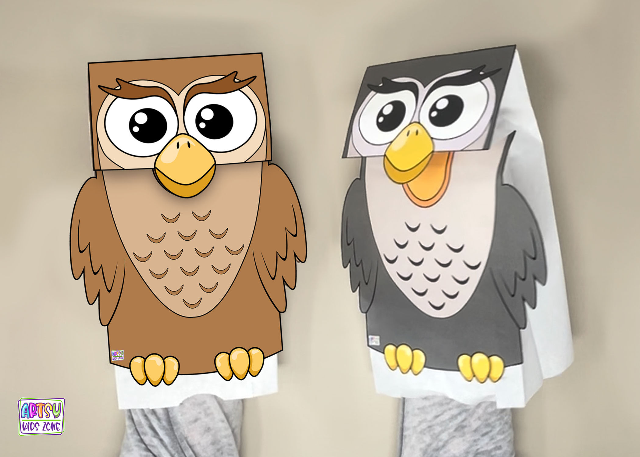 Printable Owl Paper Bag Puppet – Full Color DIY Craft for Kids