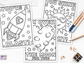 Space Valentine's Day Coloring Pages