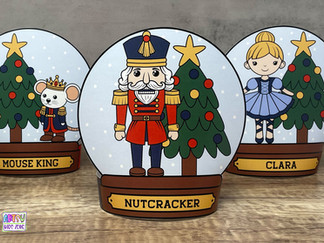 Nutcracker Snow Globes paper craft for kids.
