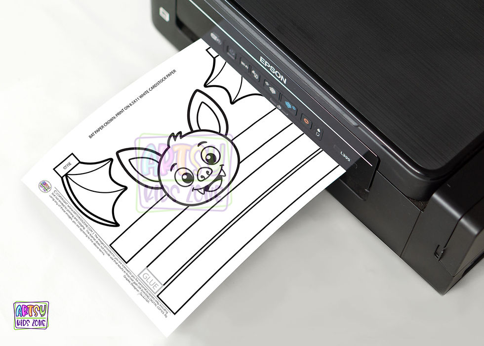 Printing bat template on an 8.5 × 11-inch sheet of white cardstock paper.