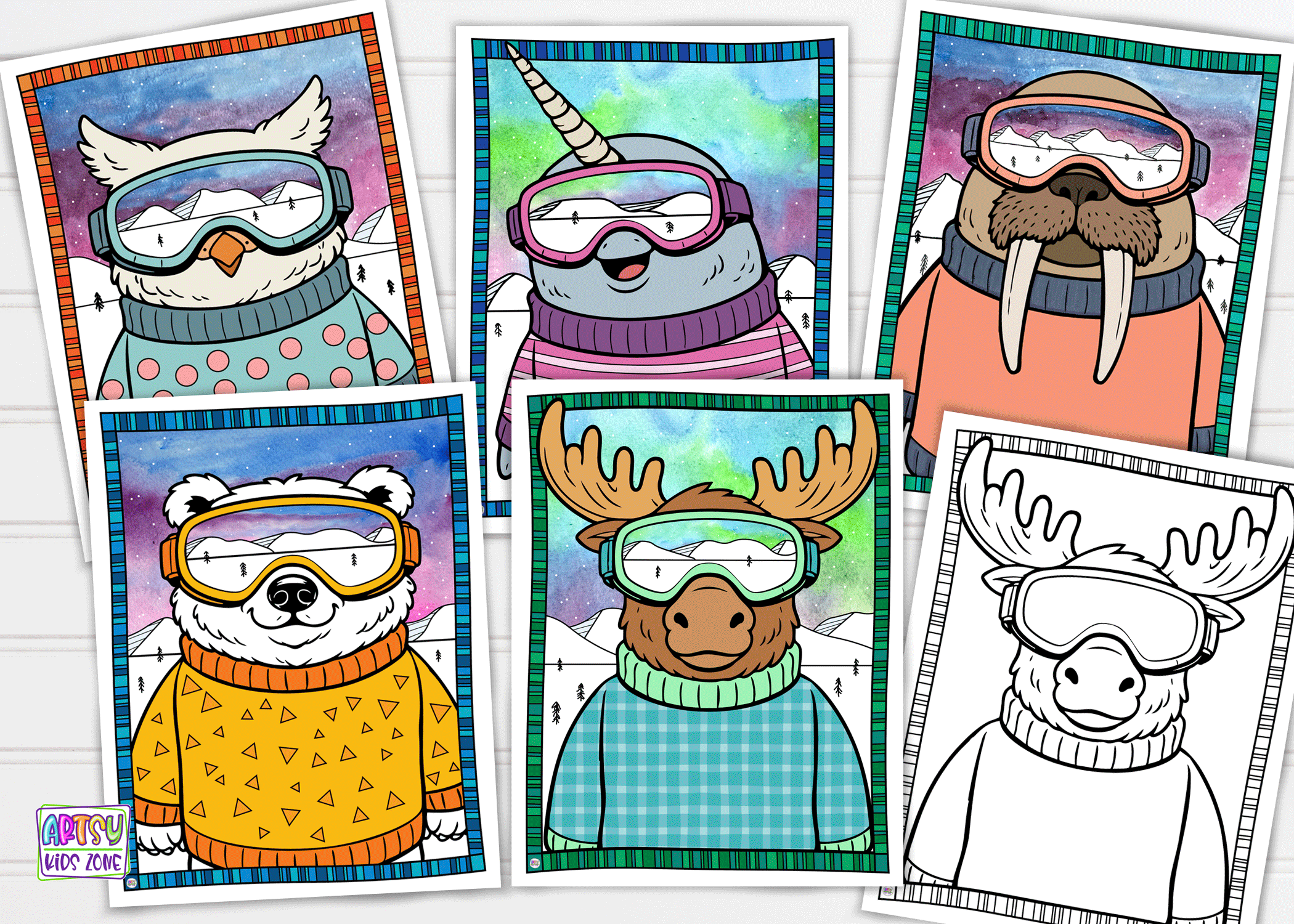 Northern Lights Art Project for Kids – Printable Arctic Animal Templates