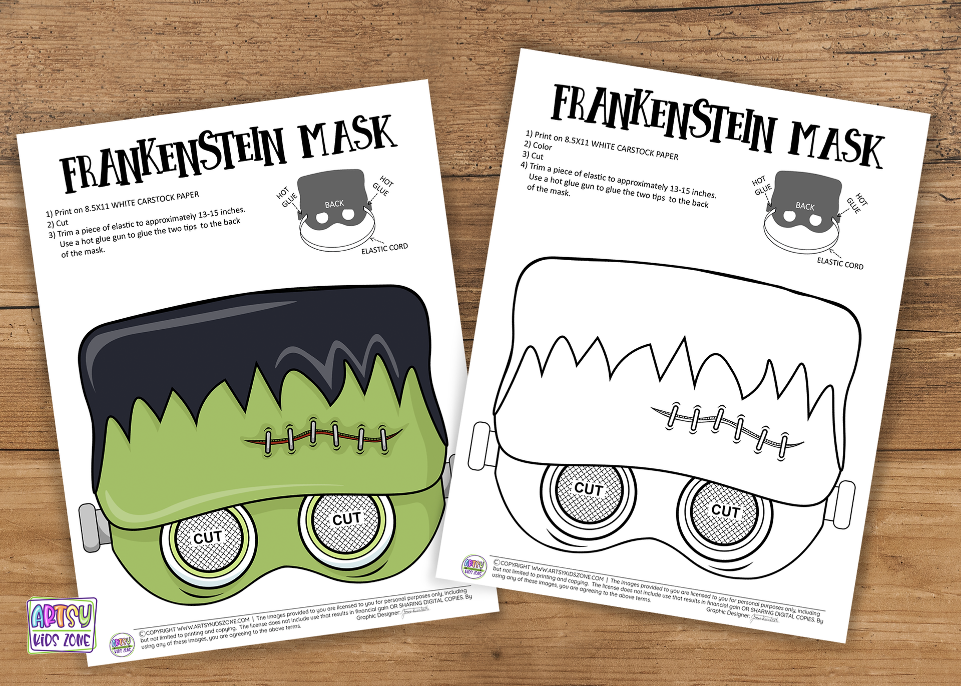 Frankenstein's Monster Mask template.