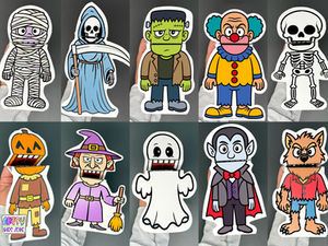 Set of 10 Spooky Monster Finger Puppets.
