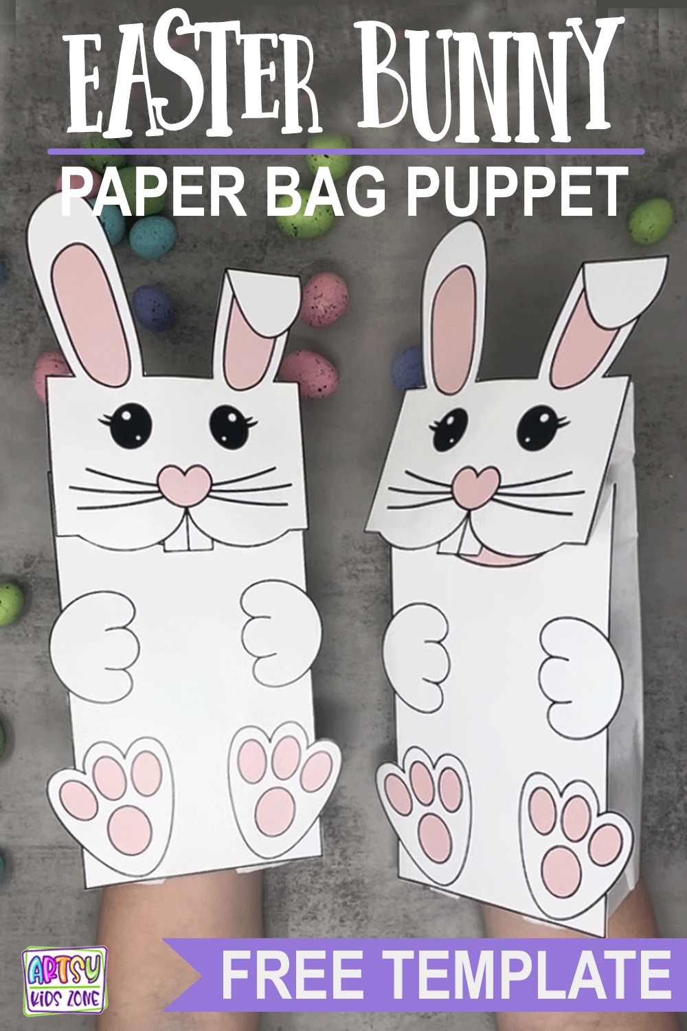 Completed Easter Bunny Paper Bag Puppet