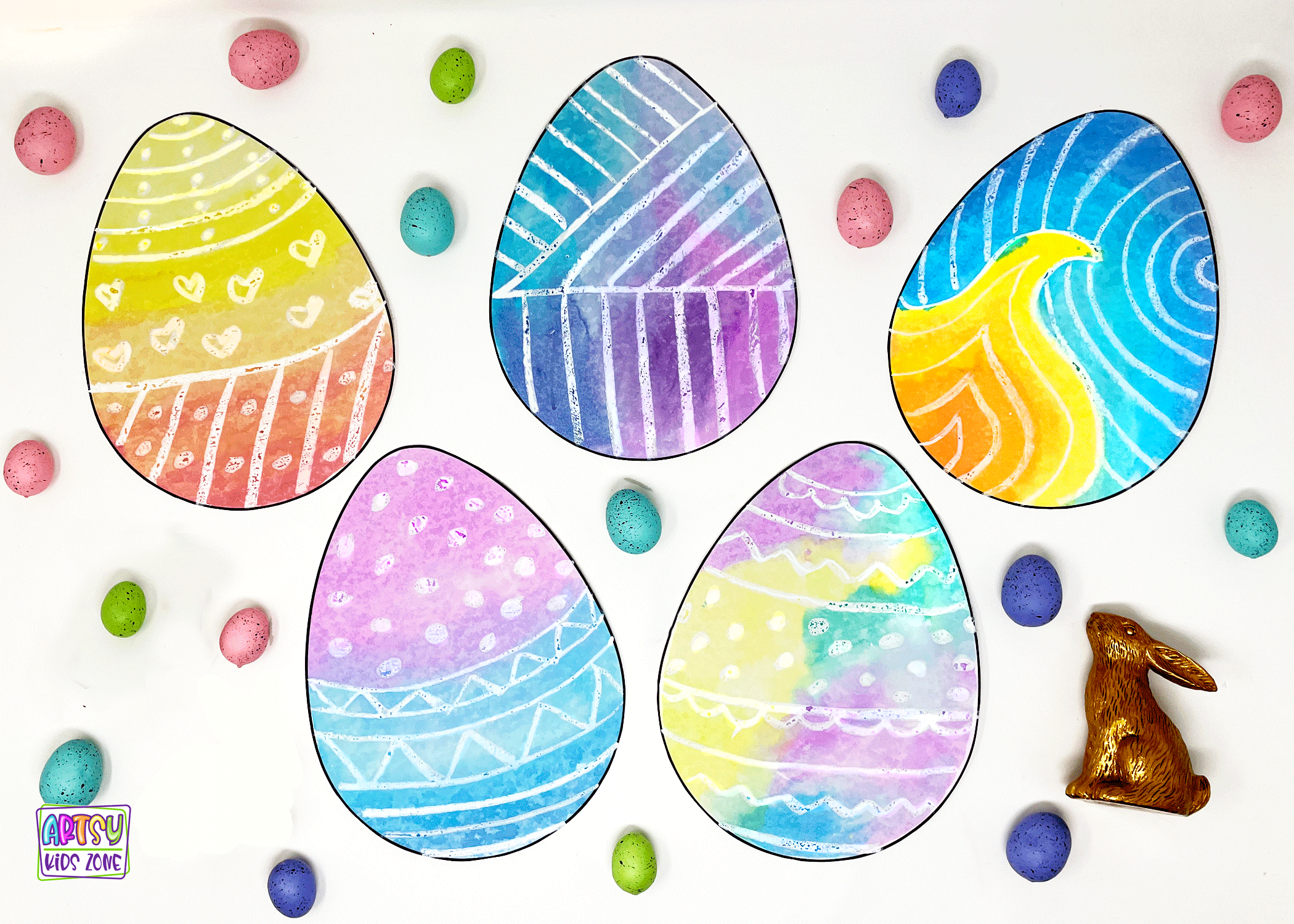 Crayon Resist easter egg craft for kids.