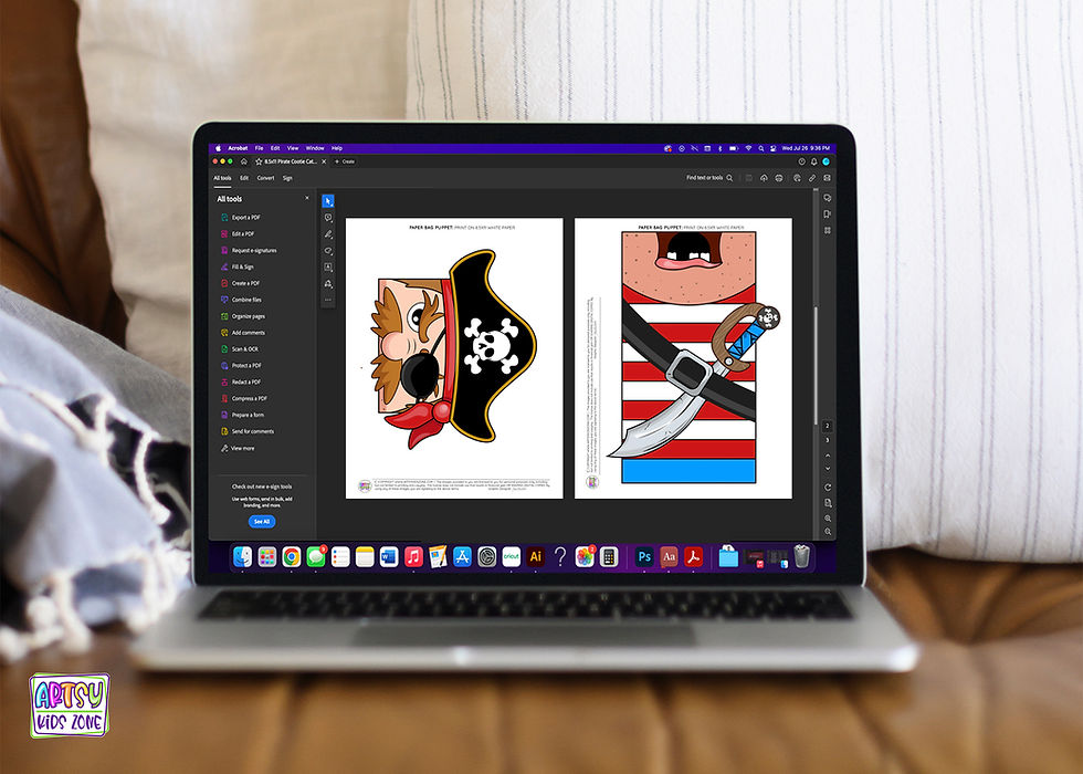 Directions to download Pirate Paper PUppet Template.