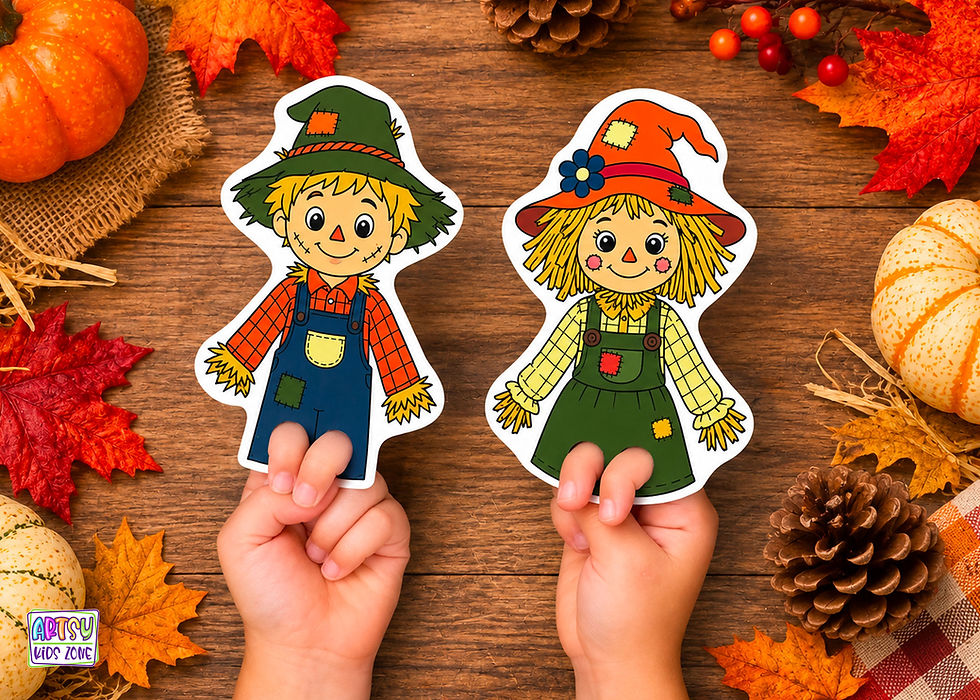Completed Scarecrow Finger Puppets.
