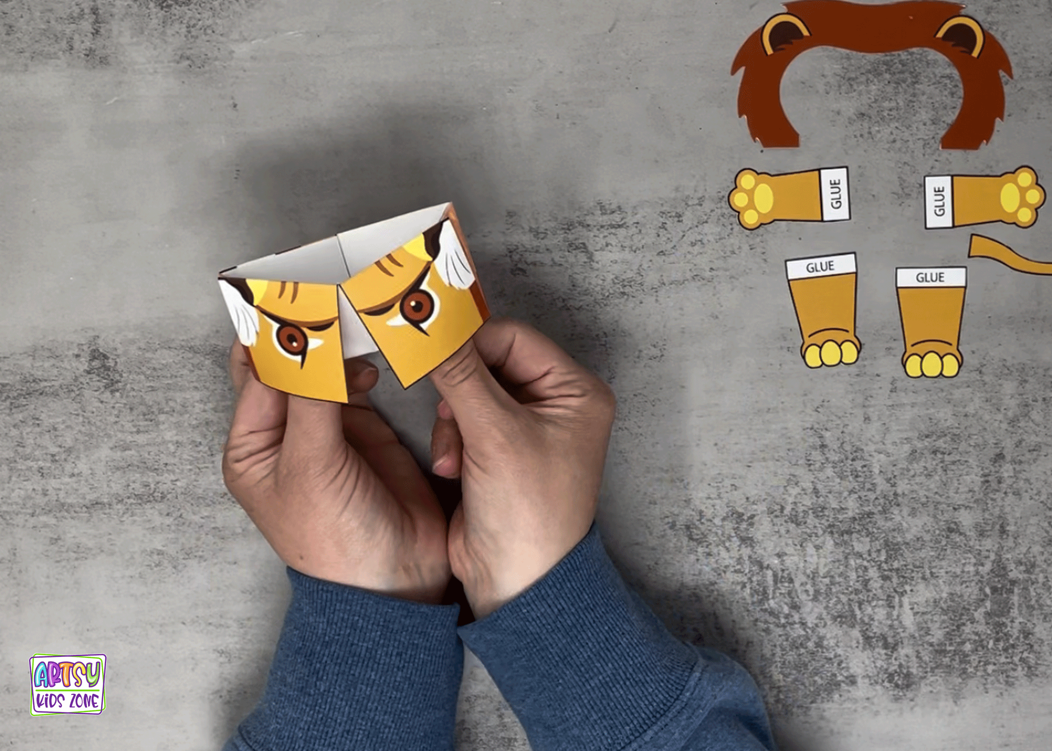 Origami Lion Cootie Catcher Template