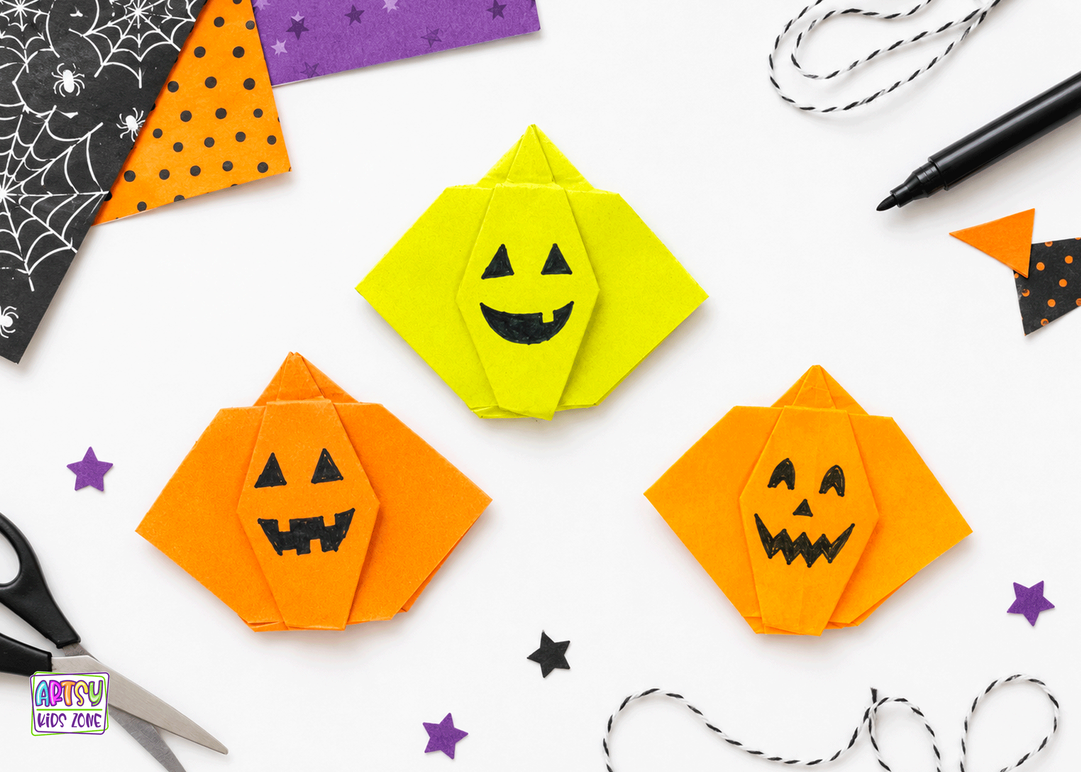 Jack-o'-Lantern Origami instructions.