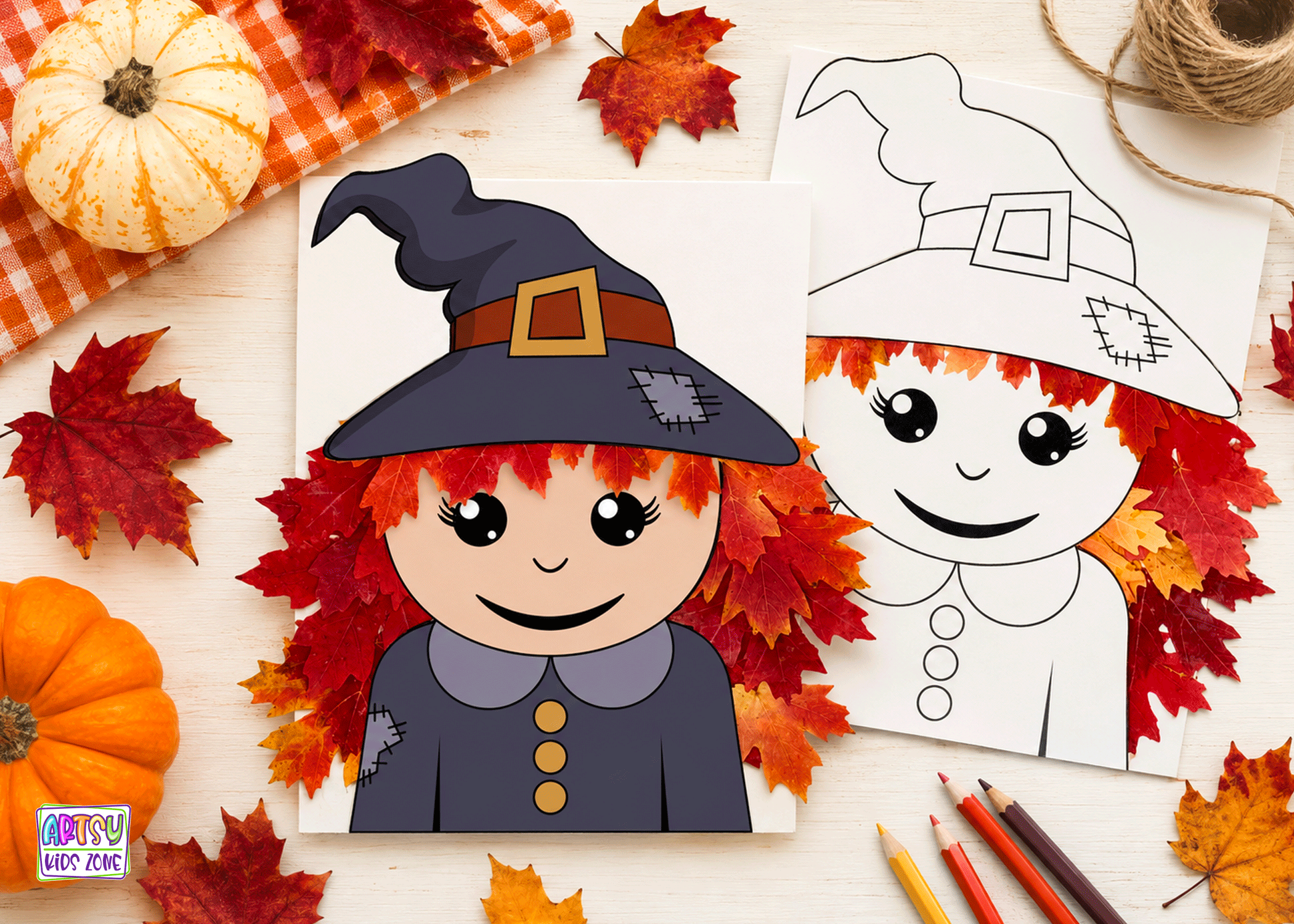 Fall Leaf Witch craft for kids.