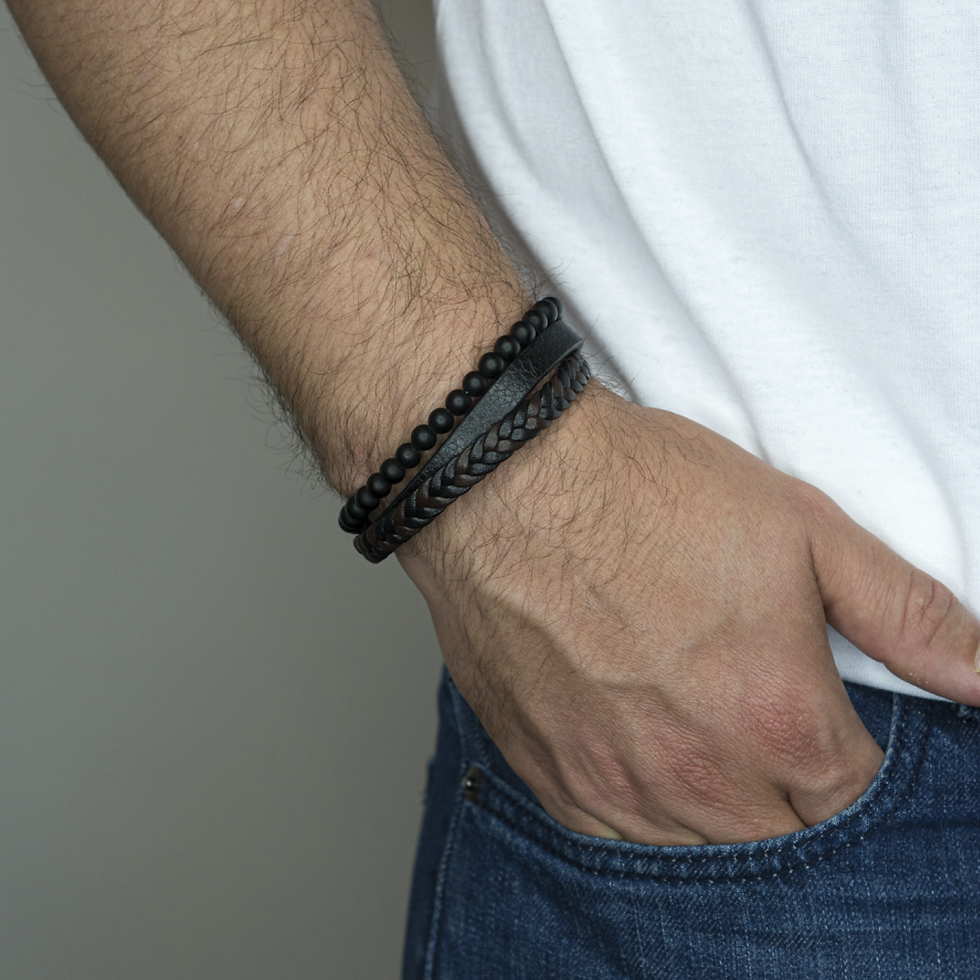 Miniaturbild: Oxford schwarz | Lederarmband mit Gravur