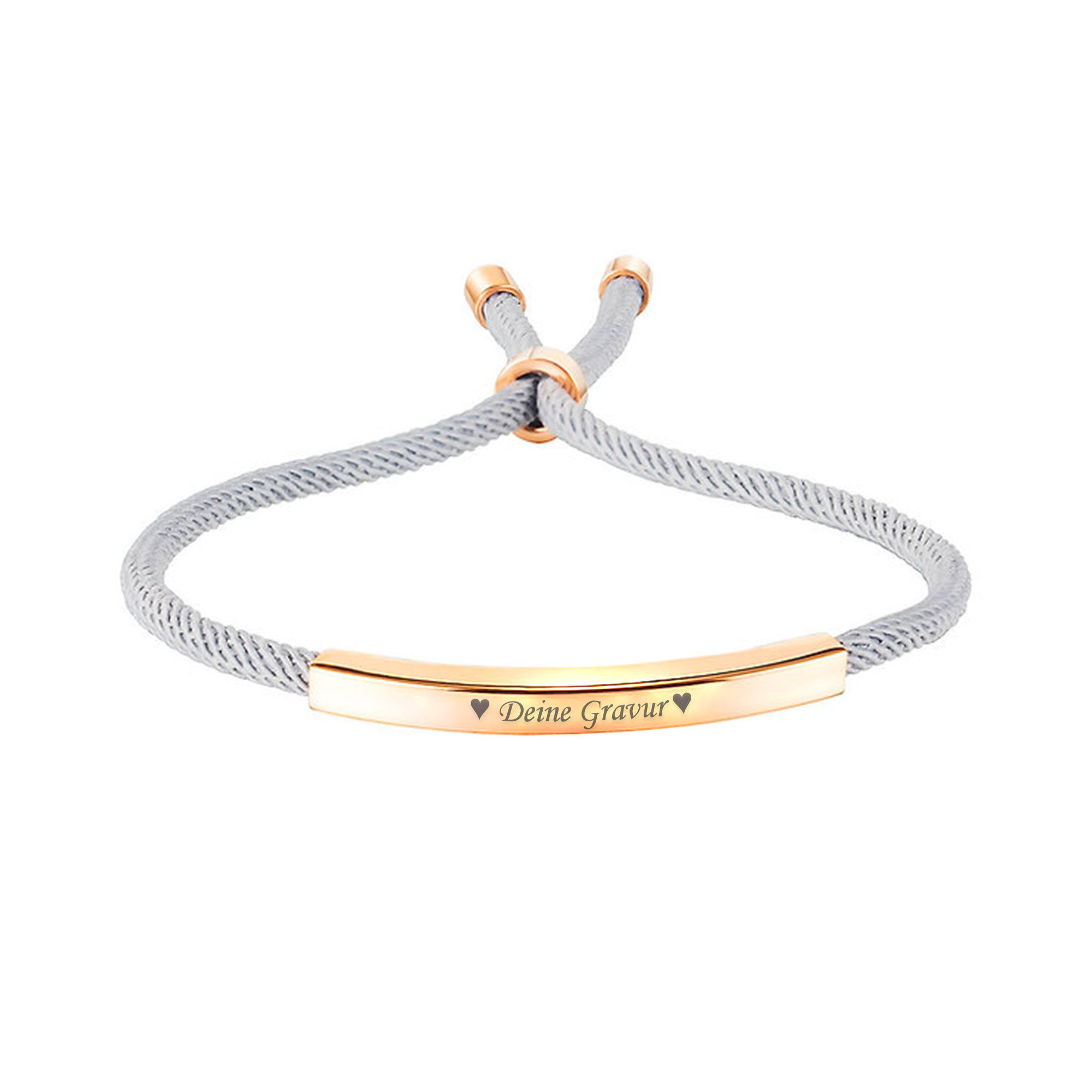 Marseille grey-rosé | Bracelet with stainless steel plaque