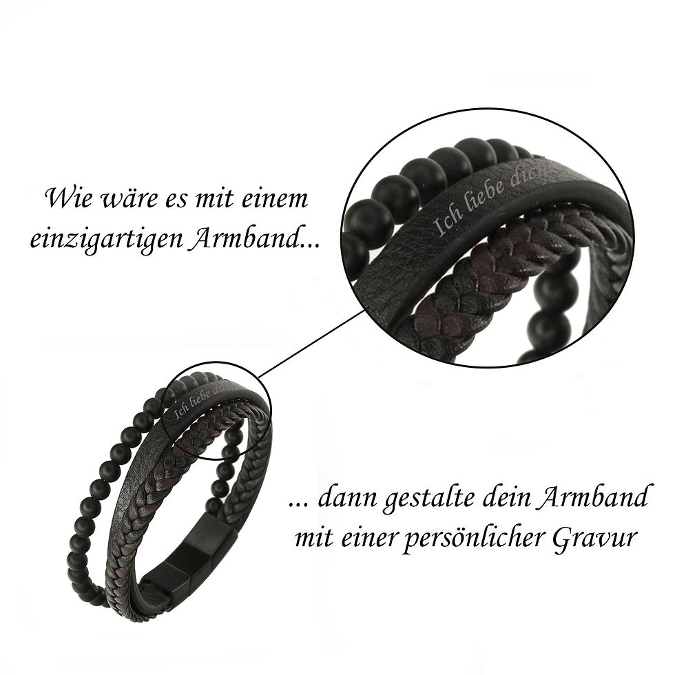 Miniaturbild: Oxford schwarz | Lederarmband mit Gravur
