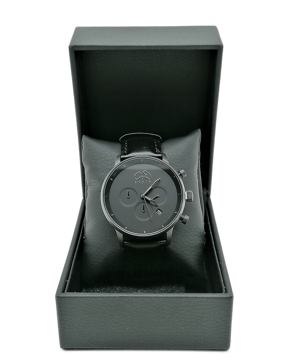 Miniaturbild: CHRONO Deep Black Leather | Accessoire mit schwarzem Chronographen-Gehäuse