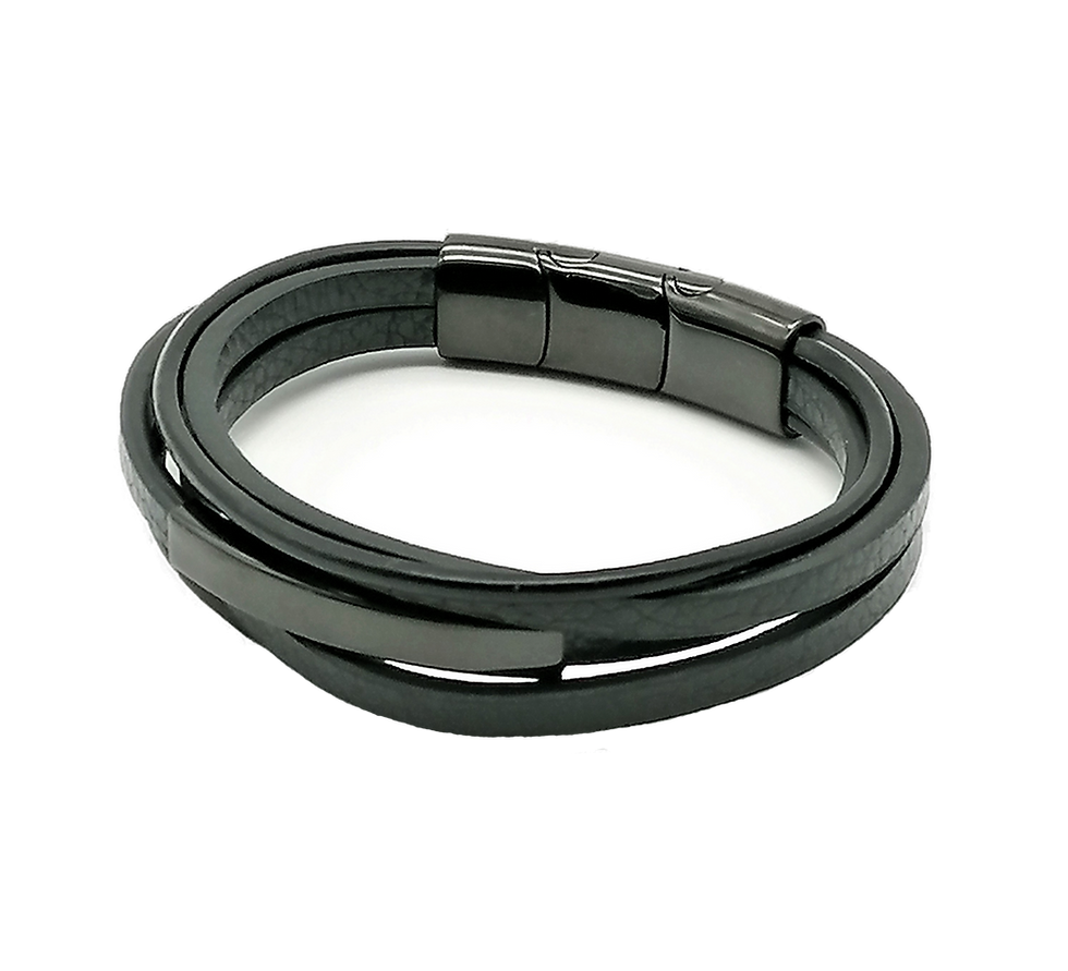 Thumbnail: Kingston black | Lederarmband mit Gravur
