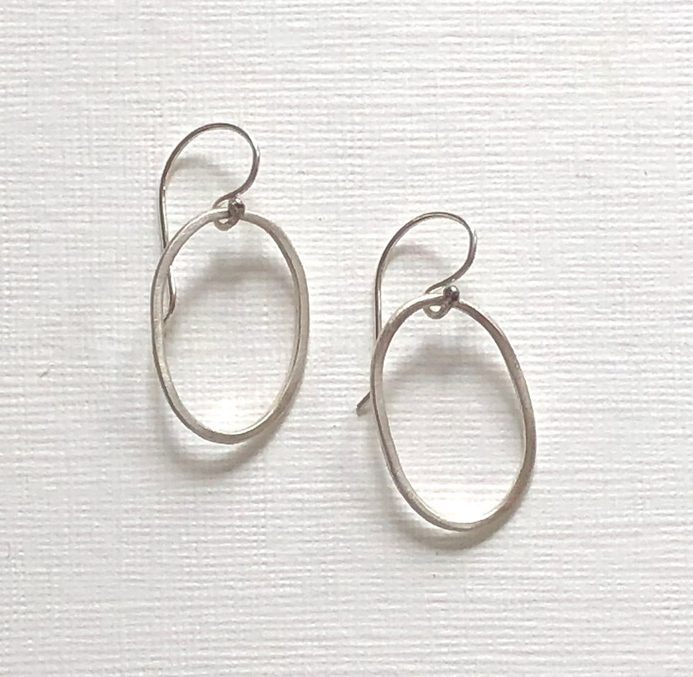 Thumbnail: matte sterling silver delicate ovals, on sterling silver earring wires
