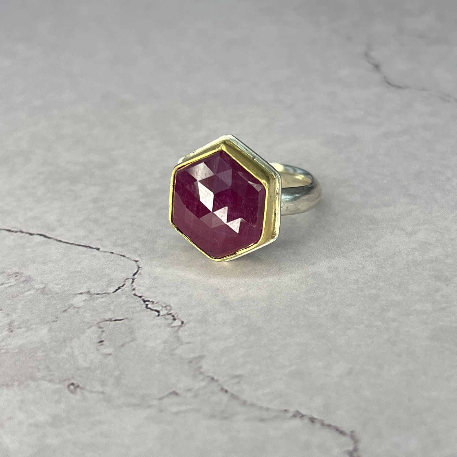Ruby Hexagon Ring