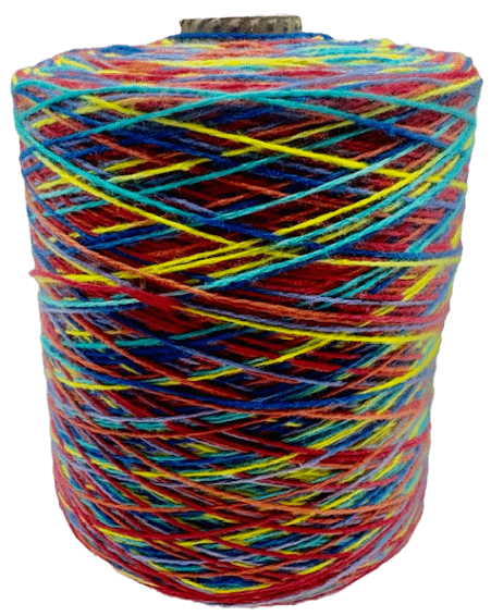 Miniature : Multicolor variegated yarn cone.