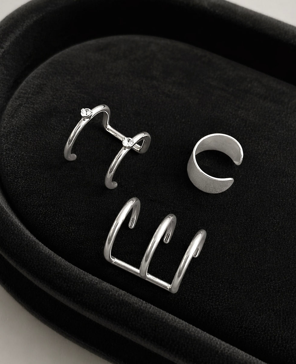 Thumbnail: Silver Ear Cuffs - Set 3 pcs (022)