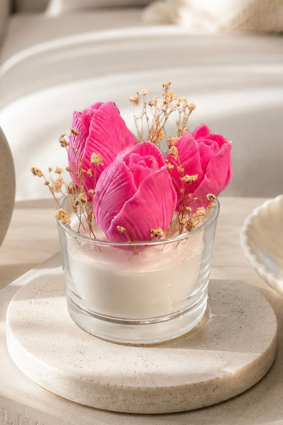 Rose Tulip Decorative Candle